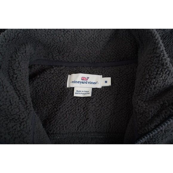 Vineyard Vines Womens Fuzzy 1/4 Zip Classic Fleece Top Shirt Pullover M Gray - Picture 6 of 6